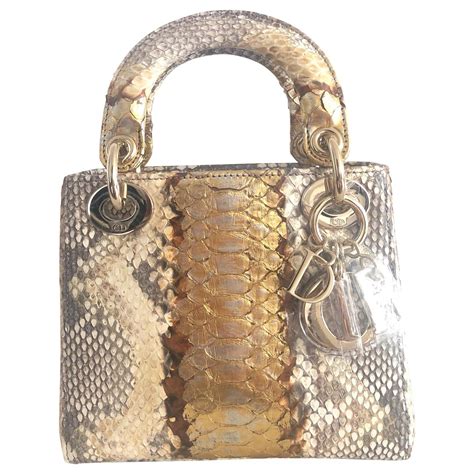 Python Mini Lady Dior Gold 